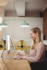 Female executive working on computer in office