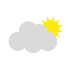 Icon weather . The sun behind the clouds . Vector illustration .