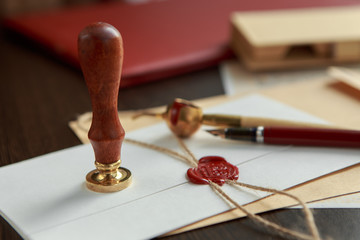 Notary public wax stamp - seal on notarized document