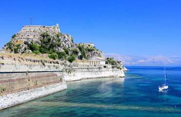 Fototapeta na wymiar Old Fortress, Part of the defenses of Corfu City. Corfu island, Ionian Sea, Greece.