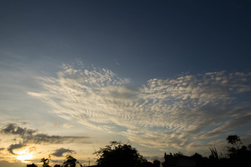 The sky in the morning the sun is going up.