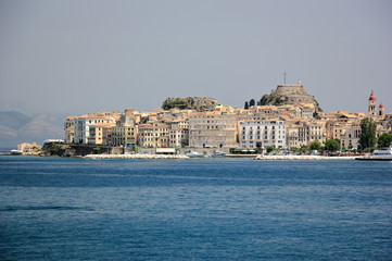 Fototapeta na wymiar Panoramic view of the old town of Corfu or Kerkyra. Corfu island, Ionian Sea, Greece.