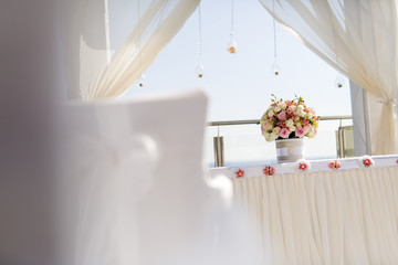 Beautiful wedding decoration with roses