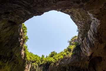 Devetashka large karst cave in Bulgaria, nature landscape