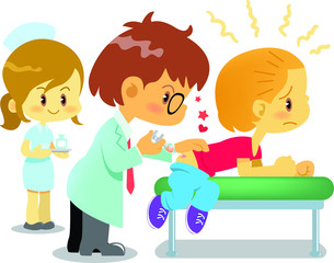 doctor and Vaccines. Vaccination