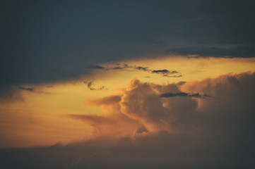 Fiery orange sunset sky - instant vintage square photo