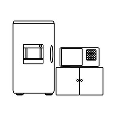 fridge and microwave icon over white background vector illustration