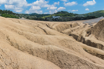 Landscape of mud volcanoes at Berca in Romania