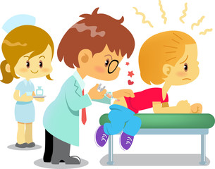 doctor and Vaccines. Vaccination