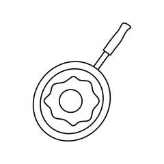 pan with fried egg icon over white background vector illustration