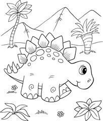 Cute Stegosaurus Dinosaur Vector Illustration Art © Blue Foliage