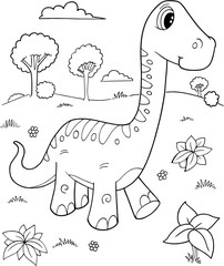 Cute Brachiosaurus Dinosaur Vector Illustration Art
