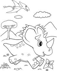 Cute Triceratops Dinosaur Vector Illustration Art