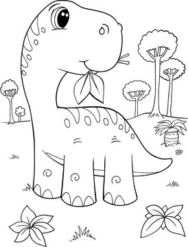 Cute Brachiosaurus Dinosaur Vector Illustration Art