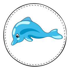 Dolphin isolated on white background. Friendly dolphin cartoon vector illustration.