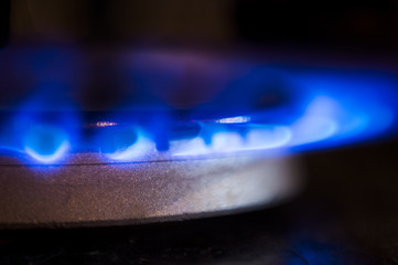 Gas burner on stove.