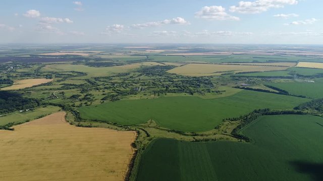 Flight over countryside In central Russia