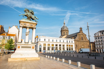 Naklejka premium View on the Jaude square during the morning light in Clermont-Ferrand city in central France