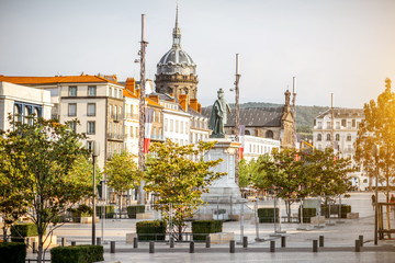 View on the Jaude square during the morning light in Clermont-Ferrand city in central France