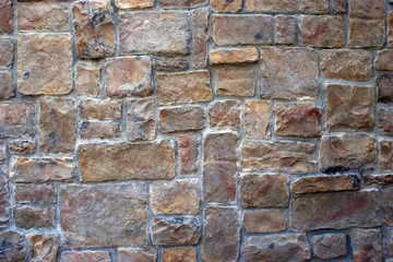 wall of cobblestones dirty brown color