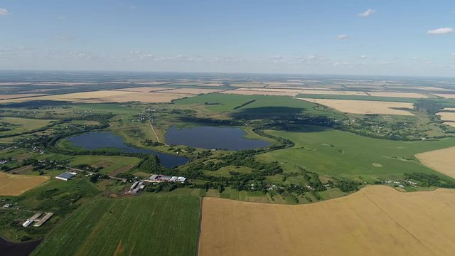Flight over countryside In central Russia