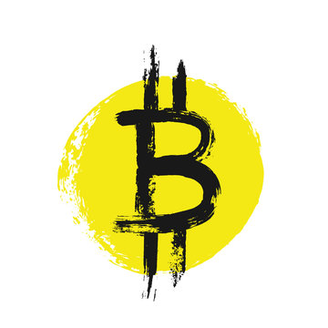 Bitcoin Icon from Grunge Brush Strokes