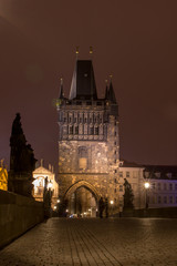 Fototapeta premium Prague, Czech Republic - January 24, 2015. Charles Bridge in Prague at night. Charles Bridge is one of the attractions of Prague.