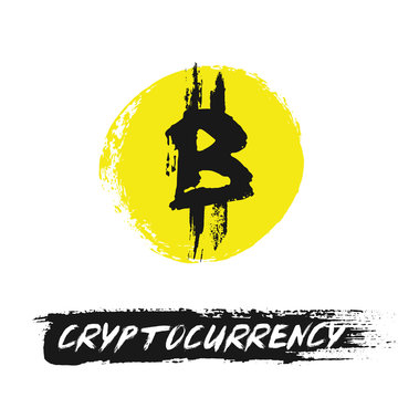 Bitcoin Icon from Grunge Brush Strokes