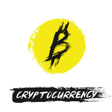 Bitcoin Icon from Grunge Brush Strokes