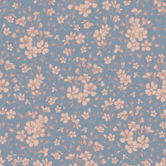 Wildflowers on a blue background. Seamless pattern.