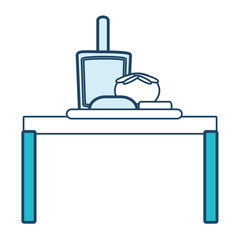 table with cutting board and  icon over white background vector illustration