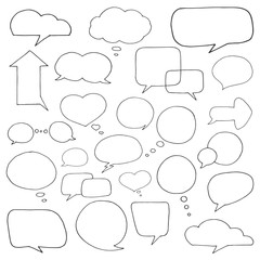 Fototapeta premium Set of different speech balloons. Vector illustration in a sketch style.