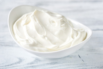 Fototapeta na wymiar Bowl of Greek yogurt
