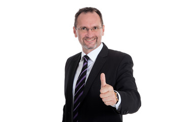 Geschäftsmann zeigt freundlich lächelnd Daumen hoch Porträt