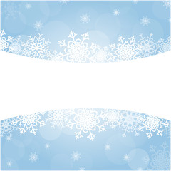 Christmas snowflakes blue frame background with blank space for text.