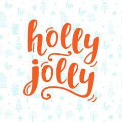 Holly Jolly Christmas greeting card with handwritten lettering