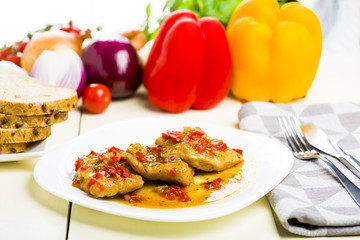 chicken breast fillet in paprika beer souce