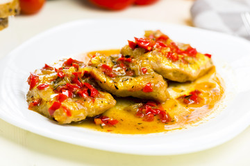 chicken breast fillet in paprika beer souce
