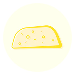 Cute minimalistic outline cheese icon. Vector yellow cheese symbol, linear pictogram illustration