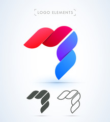 Vector abstract flying wings logo template. Material design style