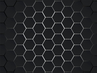 Dark gray and white hexagons modern geometrical vector abstract background. Polygon concept with modern efect for technology banner.