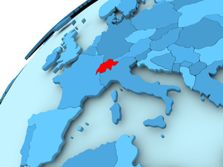 Switzerland on blue globe