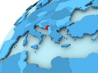 Montenegro on blue globe