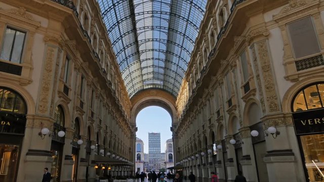 Milan,italy,01/06/2017: shopping mall vittorio emanuele people walking