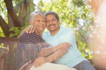 Senior couple hugging each other