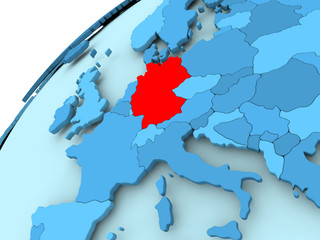Germany on blue globe