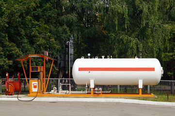  LPG station for filling liquefied gas into the vehicle tanks. Environmentally friendly fuel.