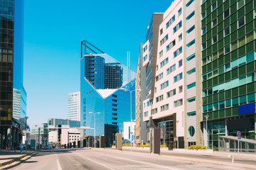 Fototapeta na wymiar Tallinn, Estonia. Modern Architecture In Estonian Capital. Business Center Skyscraper