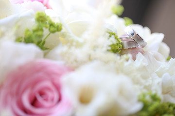 close up of silver wedding rings