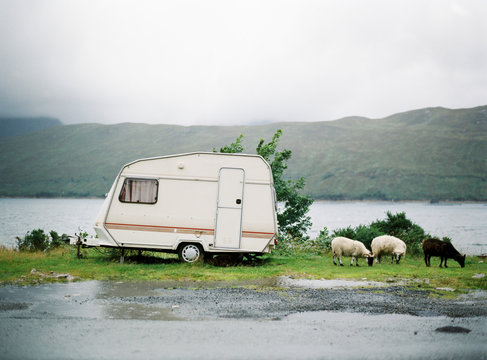 House on wheels at riverside